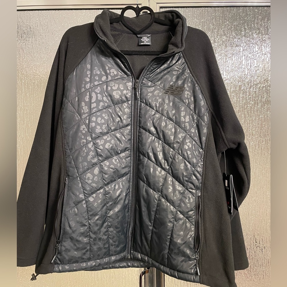 New Balance Black Puffer Jacket with Pattern